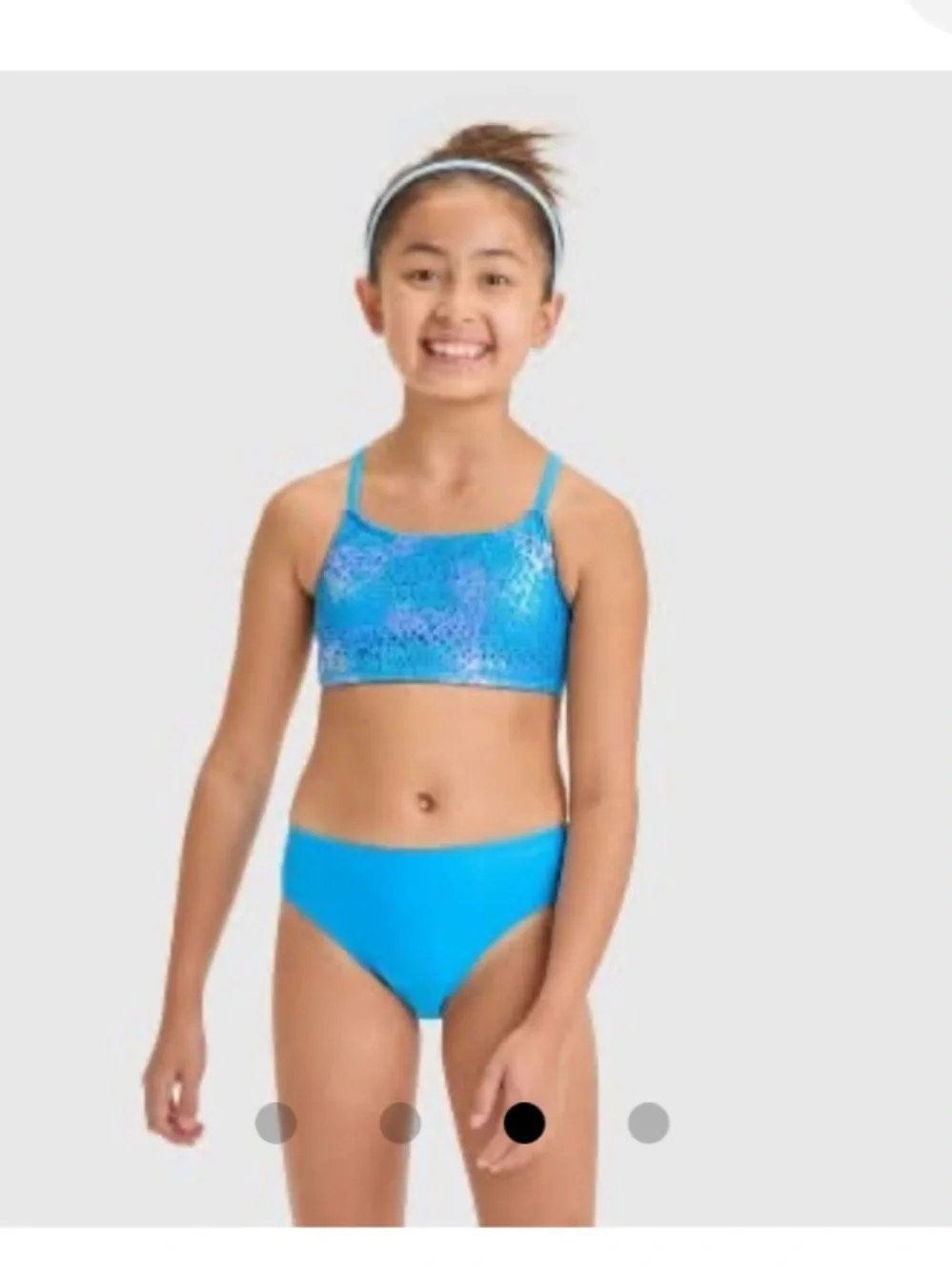 NWT Toddler Girl’s Cat & Jack Blue Polka Dots Bikini Set 3pc with swim skirt